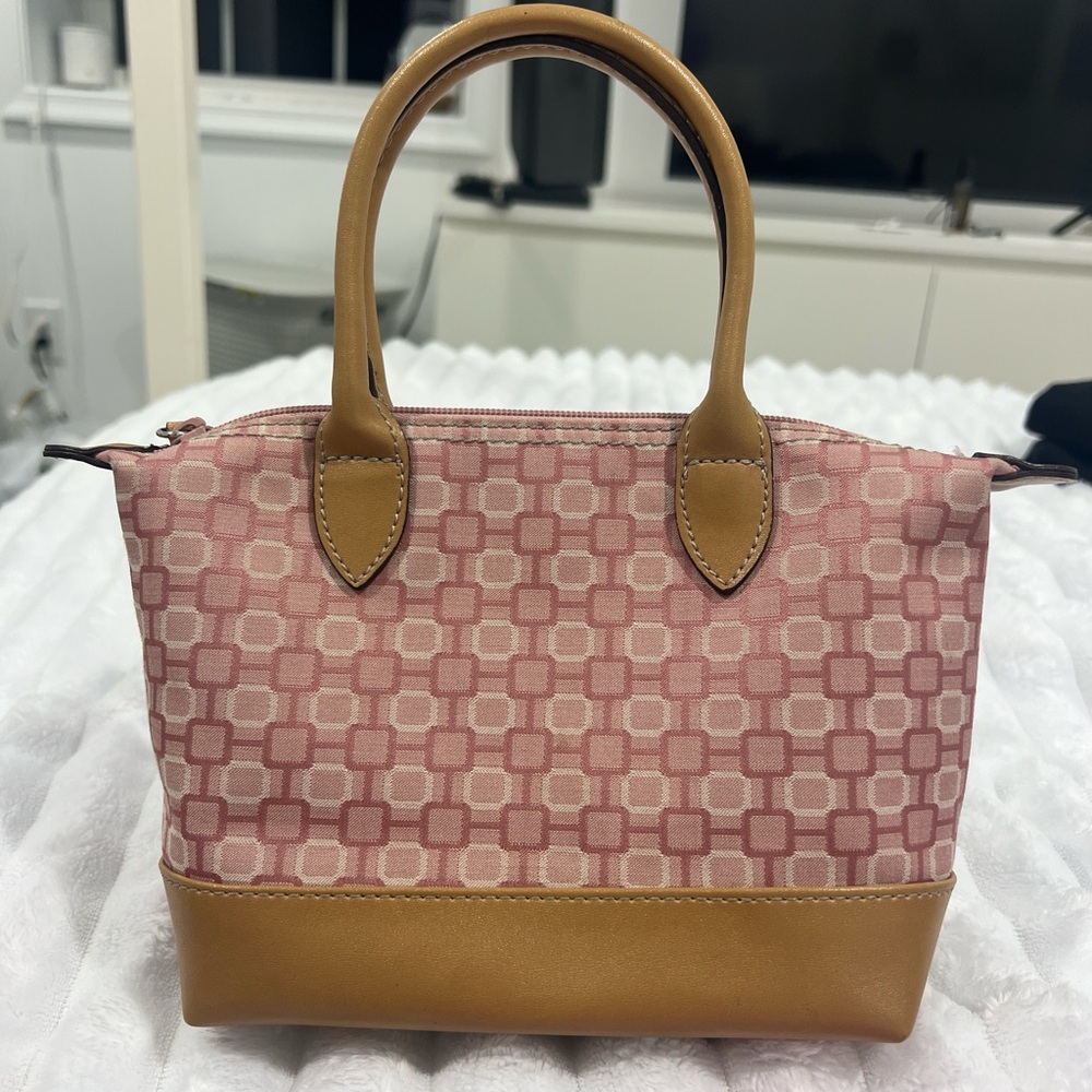 Y2K Nine West Mini Pink and Tan Geometric Pattern Handbag